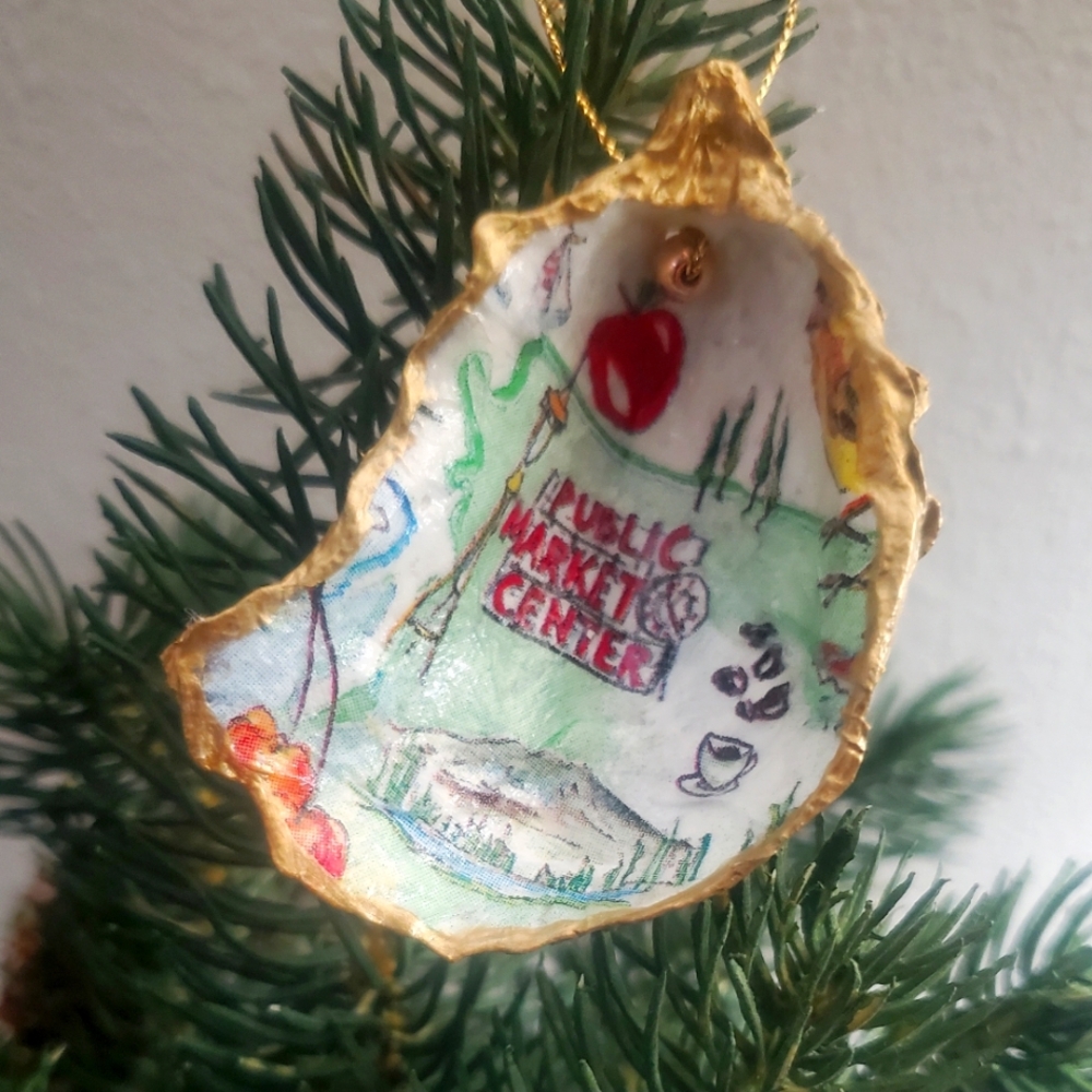 Oyster shell Christmas ornament